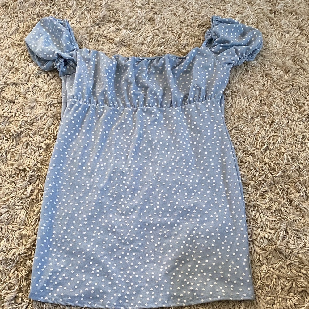 Missguided+ Light Blue Kids Dress with White Dots